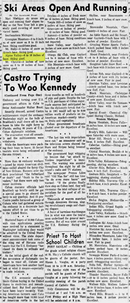 Alpine Valley - 1961 Snow Report (newer photo)